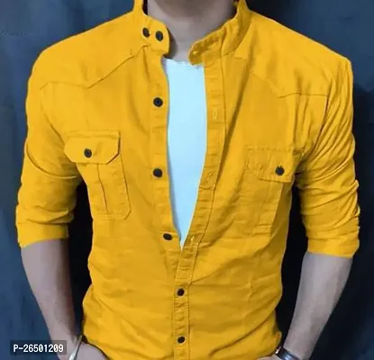 Elegant Cotton Solid Long Sleeves Casual Shirts For Men-thumb2