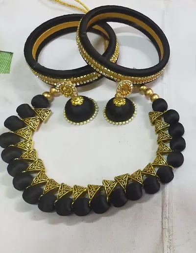 Silk Thread Beads Choker Jewellery Sets