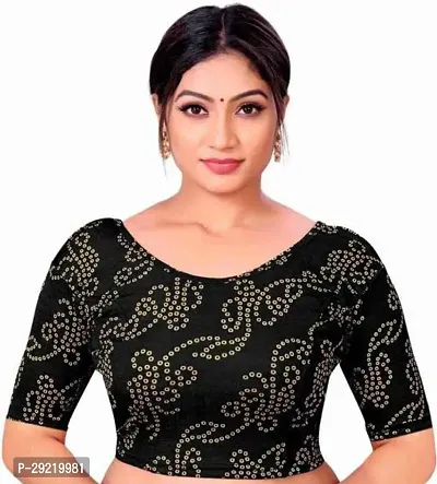 Reliable Black Cotton Blend Embellished Stitched Blouse For Women