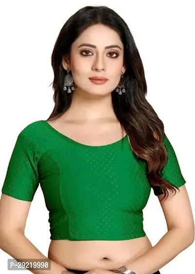 Reliable Green Cotton Blend Embellished Stitched Blouse For Women-thumb0