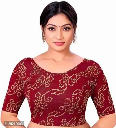 Reliable Maroon Cotton Blend Embellished Stitched Blouse For Women