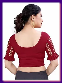 Reliable Maroon Cotton Blend  Stitched Blouses For Women-thumb1