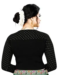 Reliable Black Cotton Blend Embellished Stitched Blouse For Women-thumb1