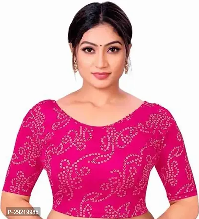 Reliable Pink Cotton Blend Embellished Stitched Blouse For Women