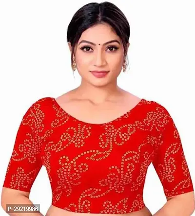 Reliable Red Cotton Blend Embellished Stitched Blouse For Women-thumb0