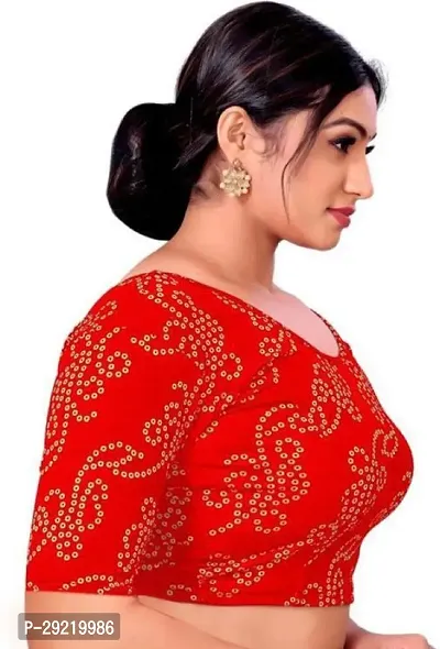 Reliable Red Cotton Blend Embellished Stitched Blouse For Women-thumb2