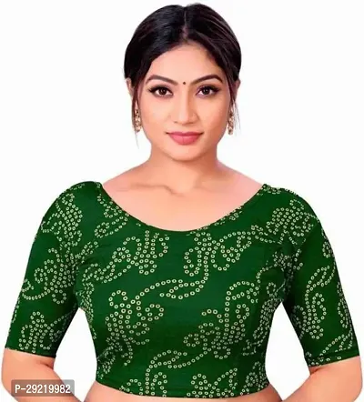 Reliable Green Cotton Blend Embellished Stitched Blouse For Women