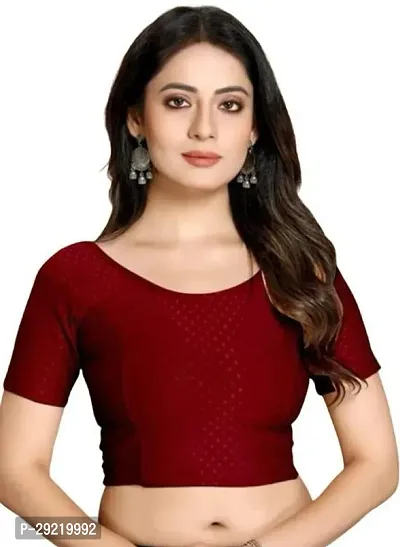 Reliable Maroon Cotton Blend Embellished Stitched Blouse For Women