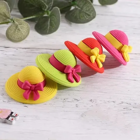 Cute Girls Hat Shape Erasers, 5 pcs