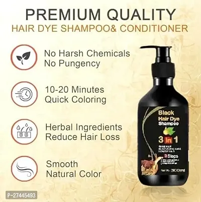 Herbal 3 in 1 Hair Dye Instant Black Hair Shampoo For Women  men 300ML-thumb3