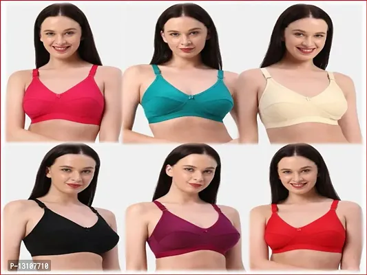 Stylish Multicoloured Cotton Solid Bras For Women Pack Of 6-thumb0