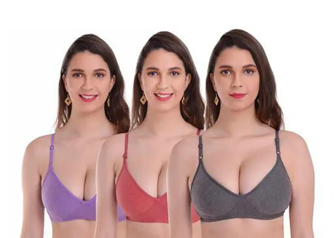 Buy Women Cotton Non Padded Non-Wired Bra ( Pack of 2 ) ( Color