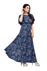 Hiva Trendz Green Crepe Floral Printed  Cape Ruffle Sleeves Anarkali Gown(Gown186)-thumb2
