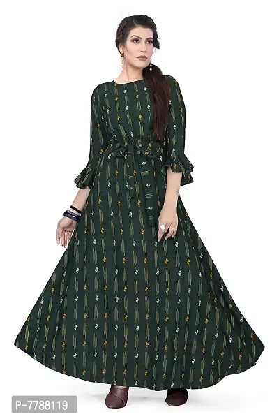 Hiva Trendz Women's Anarkali Maxi Gown(Gw_192_Green Color)