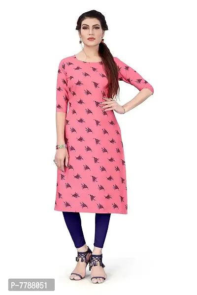 Hiva Trendz Women's Pink Color Crepe Straight Cut Kurta_Kurti-198