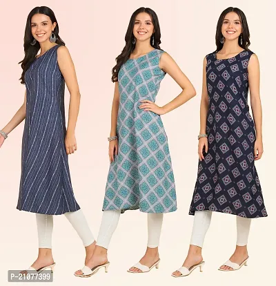 Stylish Anarkali American Crepe Stitched Kurti For Women, Pack Of 3-thumb3