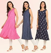 Stylish Anarkali American Crepe Stitched Kurti For Women, Pack Of 3-thumb2