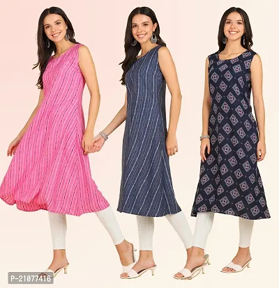 Stylish Anarkali American Crepe Stitched Kurti For Women, Pack Of 3-thumb3