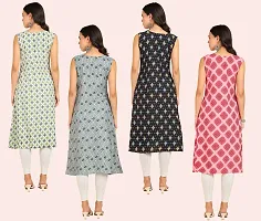 Stylish Anarkali Printed American Crepe Stitched Kurti For Women, Pack Of 4-thumb1