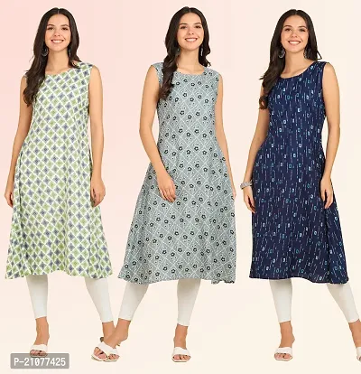 Stylish Anarkali American Crepe Stitched Kurti For Women, Pack Of 3-thumb0