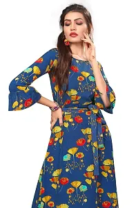 Woman's Multicolor Crepe 3/4 Flared Sleeve Floor Length Anarkali Gown-thumb4