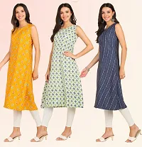 Stylish Anarkali American Crepe Stitched Kurti For Women, Pack Of 3-thumb2