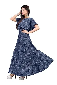 Hiva Trendz Green Crepe Floral Printed  Cape Ruffle Sleeves Anarkali Gown(Gown186)-thumb3