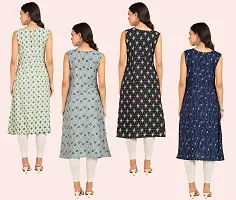 Stylish Anarkali Printed American Crepe Stitched Kurti For Women, Pack Of 4-thumb1