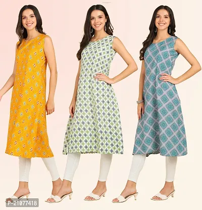 Stylish Anarkali American Crepe Stitched Kurti For Women, Pack Of 3-thumb3