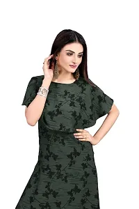 Hiva Trendz Green Crepe Floral Printed  Cape Ruffle Sleeves Anarkali Gown(Gown186)-thumb4