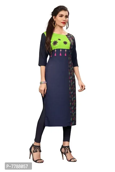 HIVA Trendz Women straight Crepe kurta_175(Blue Color)-thumb3