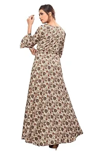 Woman's Brown Color Crepe 3/4 Flared Sleeve Floor Length Anarkali Gown-thumb1