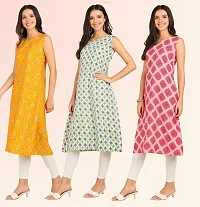 Stylish Anarkali American Crepe Stitched Kurti For Women, Pack Of 3-thumb2