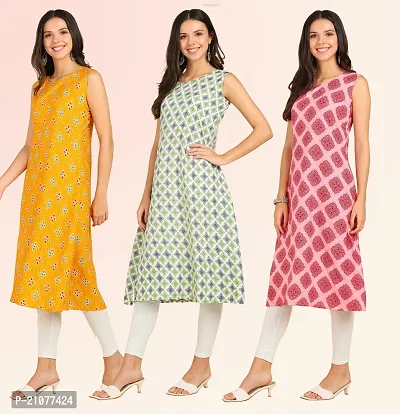 Stylish Anarkali American Crepe Stitched Kurti For Women, Pack Of 3-thumb3