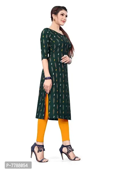Hiva Trendz Women's Green Color Crepe Straight Cut Kurta_Kurti-192-thumb3