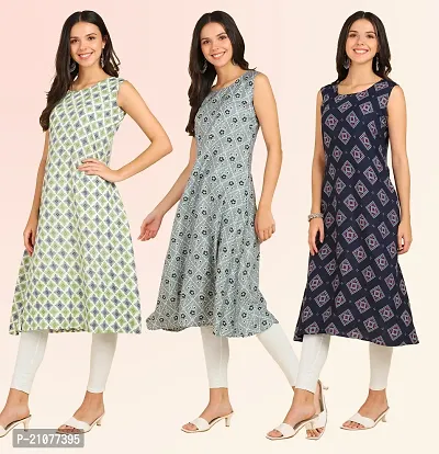 Stylish Anarkali American Crepe Stitched Kurti For Women, Pack Of 3-thumb3