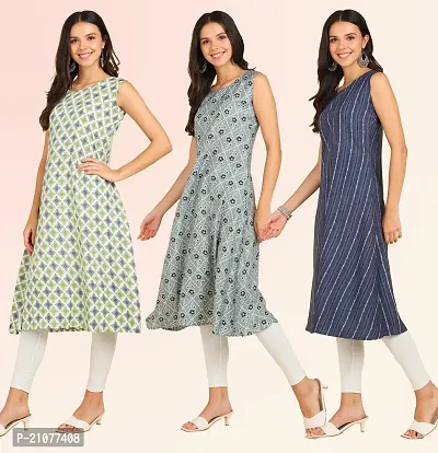 Stylish Anarkali American Crepe Stitched Kurti For Women, Pack Of 3-thumb3