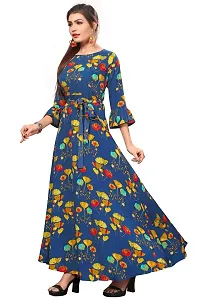 Woman's Multicolor Crepe 3/4 Flared Sleeve Floor Length Anarkali Gown-thumb3
