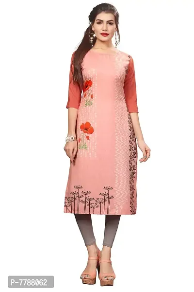 HIVA Trendz Women straight Crepe kurta_180(Peach Color)