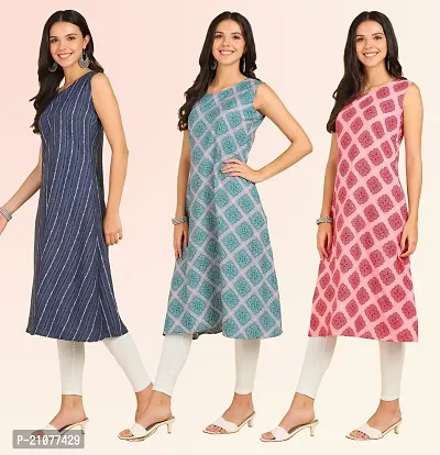 Stylish Anarkali American Crepe Stitched Kurti For Women, Pack Of 3-thumb3