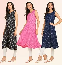 Stylish Anarkali American Crepe Stitched Kurti For Women, Pack Of 3-thumb2