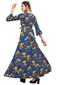 Woman's Multicolor Crepe 3/4 Flared Sleeve Floor Length Anarkali Gown-thumb1