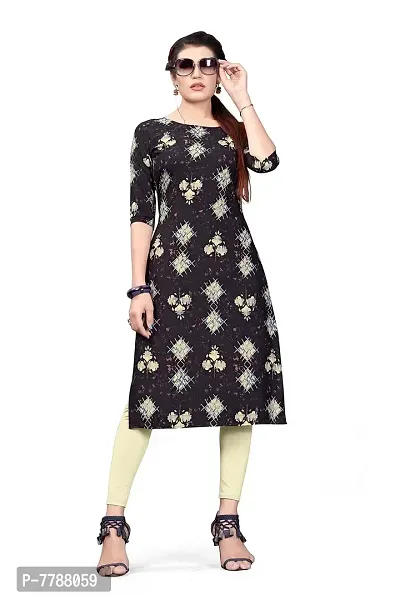 Hiva Trendz Women's Coffee Brown Color Crepe Straight Cut Kurta_Kurti-194