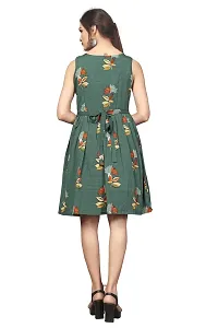 Green Crepe Fit And Flare Dresses For Women-thumb1