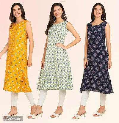 Stylish Anarkali American Crepe Stitched Kurti For Women, Pack Of 3-thumb3