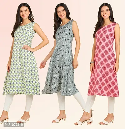 Stylish Anarkali American Crepe Stitched Kurti For Women, Pack Of 3-thumb3