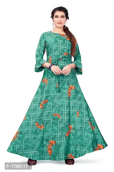 Hiva Trendz Women's Anarkali Maxi Gown(Gw_197_Turquoise Color)