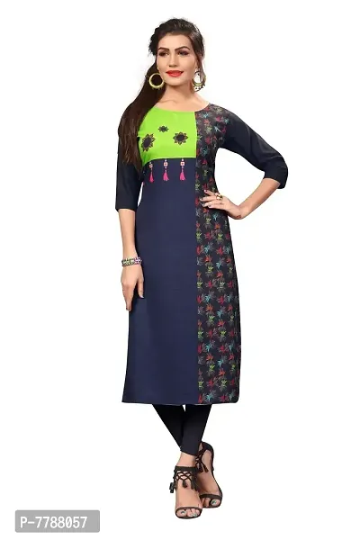 HIVA Trendz Women straight Crepe kurta_175(Blue Color)