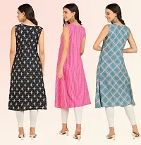 Stylish Anarkali American Crepe Stitched Kurti For Women, Pack Of 3-thumb1