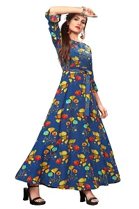 Woman's Multicolor Crepe 3/4 Flared Sleeve Floor Length Anarkali Gown-thumb2